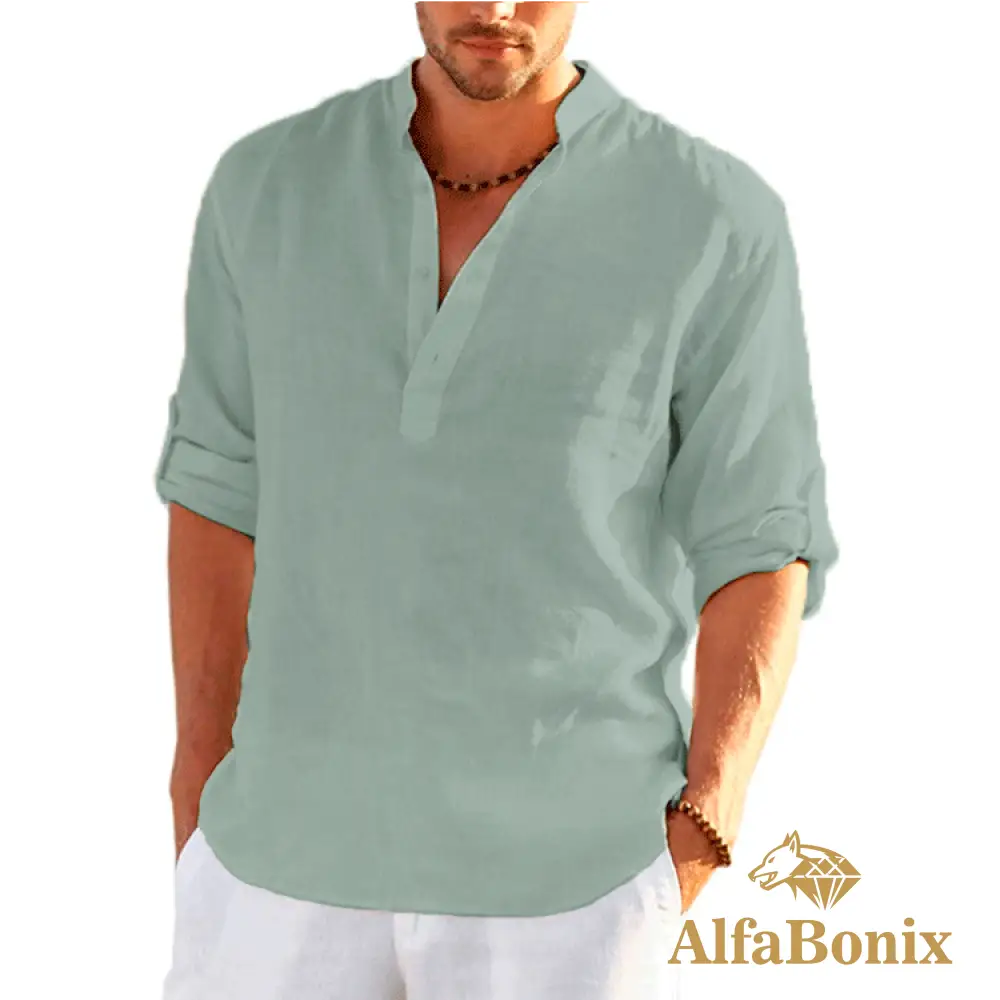Camisa Alfabonix De Linho Biggan Verde Claro / P