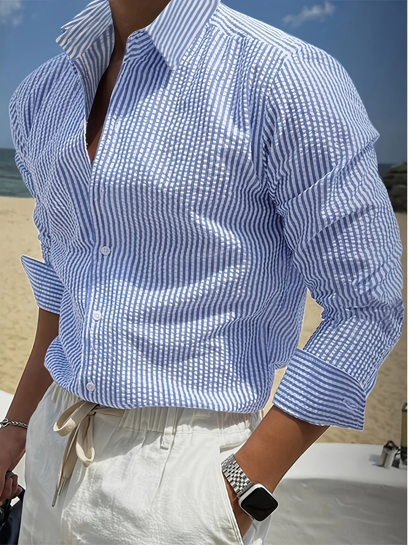 Camisa Social Seersucker AlfaBonix – Listrada Premium Manga Longa
