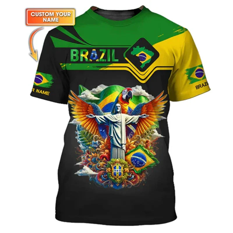Camiseta Alfa Brasil Sport 3D: Estilo Esportivo com Energia e Modernidade