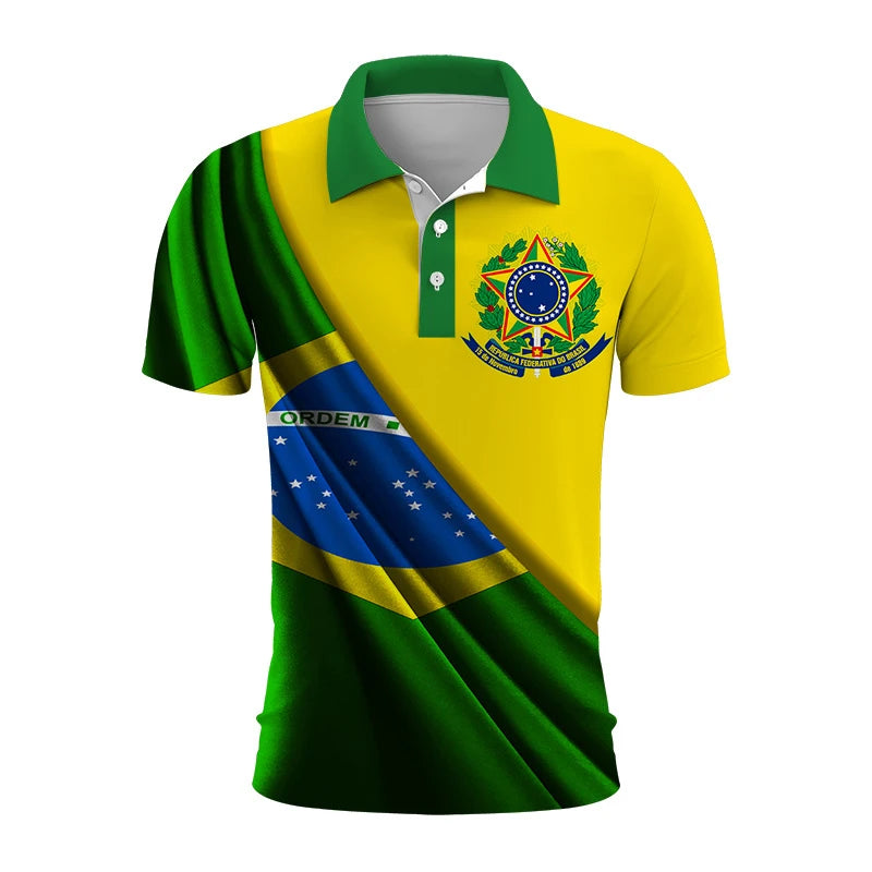 Camisa Polo Alfa Brasil Emblem 3D: Elegância Casual com Identidade Moderna