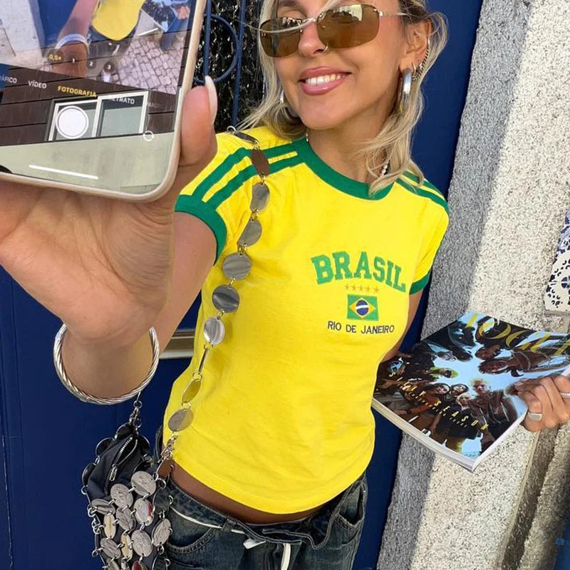 Cropped Lumière Brasil – Camiseta Feminina Estampada AlfaBonix