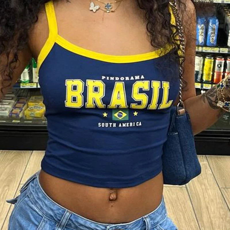 Regata Cropped Brasil — Estampa Streetwear AlfaBonix