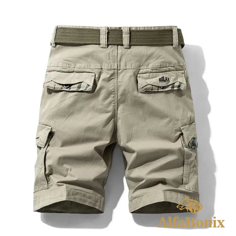 Summer Mens Multi Pockets Cotton Cargo Shorts Men Fashion Solid Quick Dry Outdoor Breathable