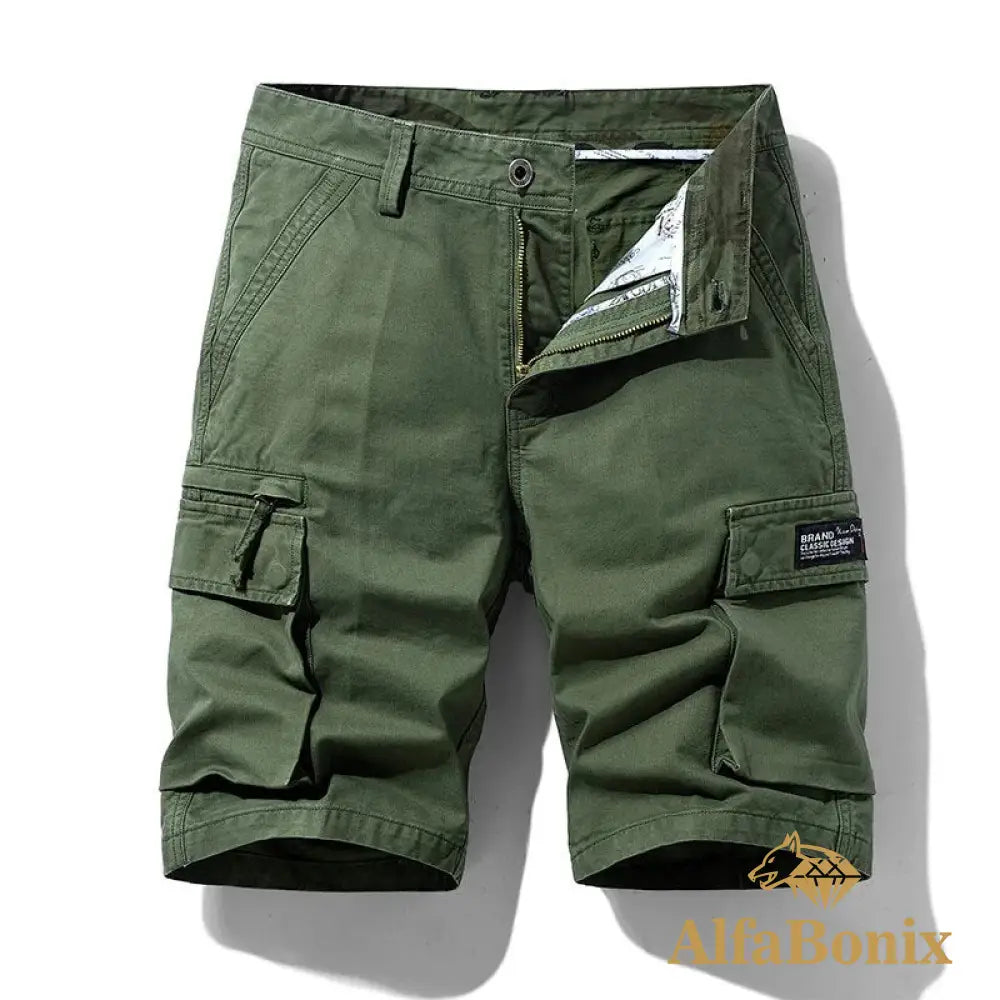 Summer Mens Multi Pockets Cotton Cargo Shorts Men Fashion Solid Quick Dry Outdoor Breathable