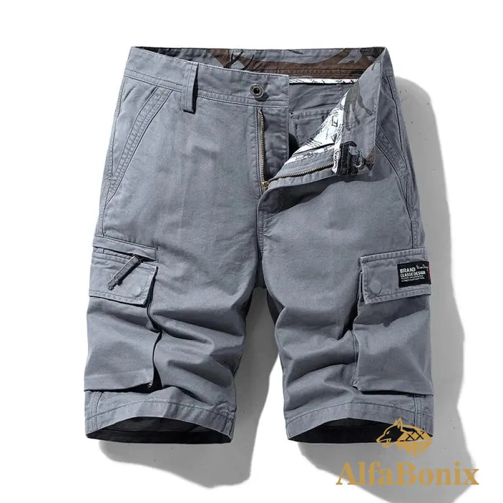 Summer Mens Multi Pockets Cotton Cargo Shorts Men Fashion Solid Quick Dry Outdoor Breathable