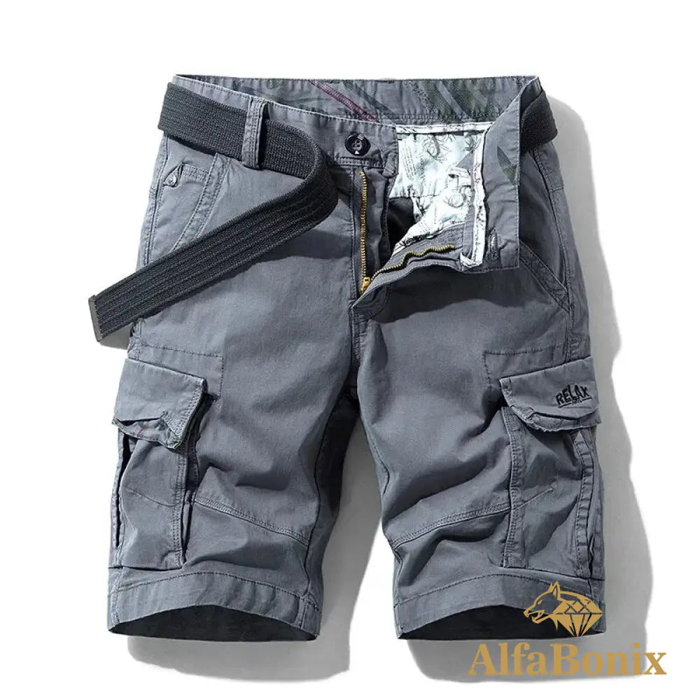 Summer Mens Multi Pockets Cotton Cargo Shorts Men Fashion Solid Quick Dry Outdoor Breathable
