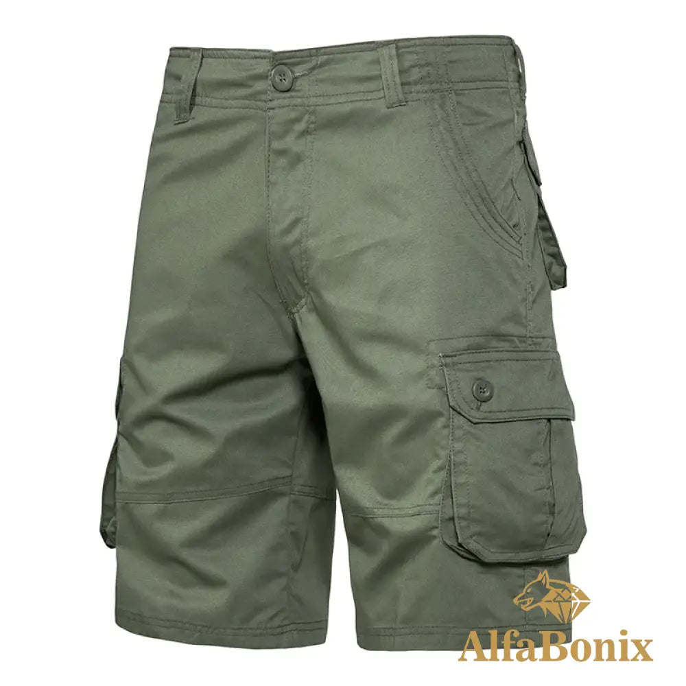 Mens Shorts Loose Large Size Multi-Pocket Overalls Summer Cotton Comfortable Nickel Pants Outdoor