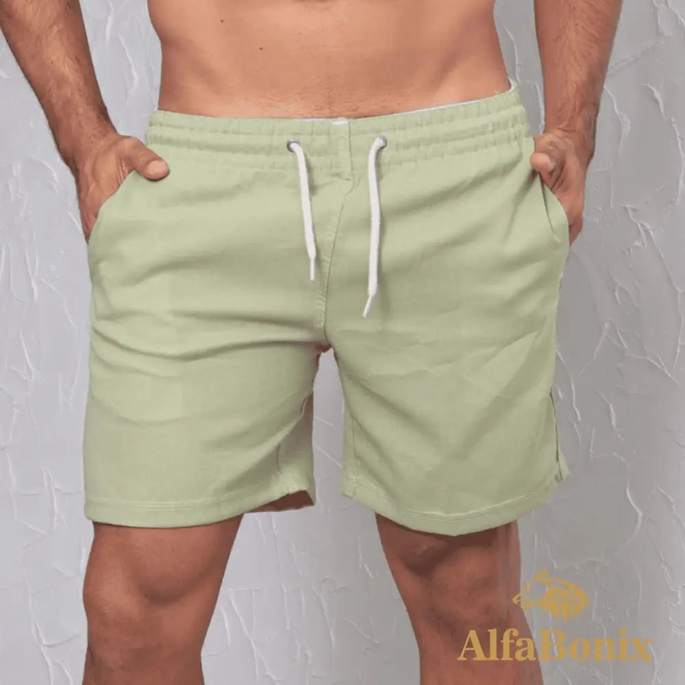 Bermuda de Linho Masculina Itacaré Bermuda de Linho Masculina Canoa Quebrada - Verde / P