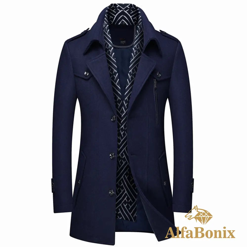 Blazer Sobretudo Alfa Milano Azul Marinho / Pp