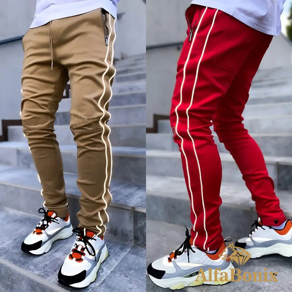 Spring And Autumn Workwear Pants Men&#39;S Fashion Brand Elastic Multi-Bag Reflective Straight