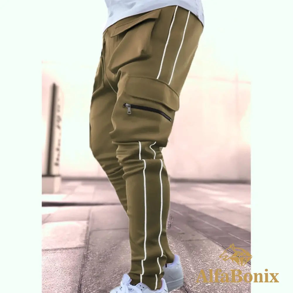 Spring And Autumn Workwear Pants Men&#39;S Fashion Brand Elastic Multi-Bag Reflective Straight