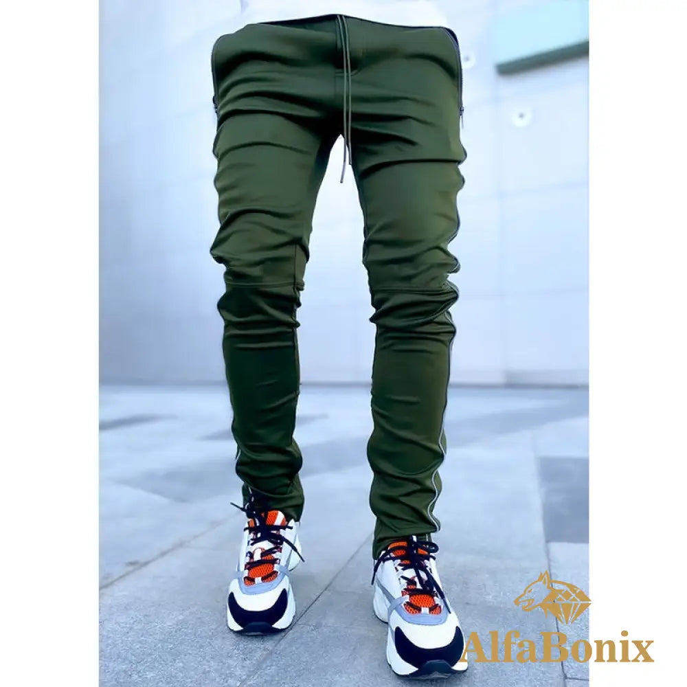 Spring And Autumn Workwear Pants Men&#39;S Fashion Brand Elastic Multi-Bag Reflective Straight