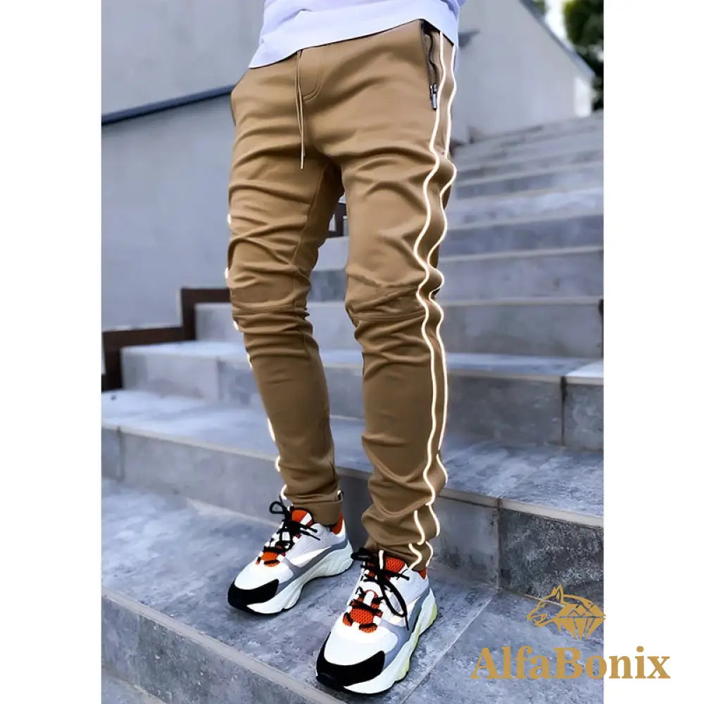 Spring And Autumn Workwear Pants Men&#39;S Fashion Brand Elastic Multi-Bag Reflective Straight