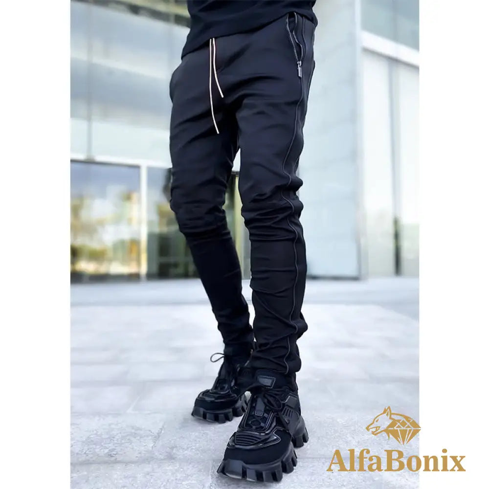 Spring And Autumn Workwear Pants Men&#39;S Fashion Brand Elastic Multi-Bag Reflective Straight