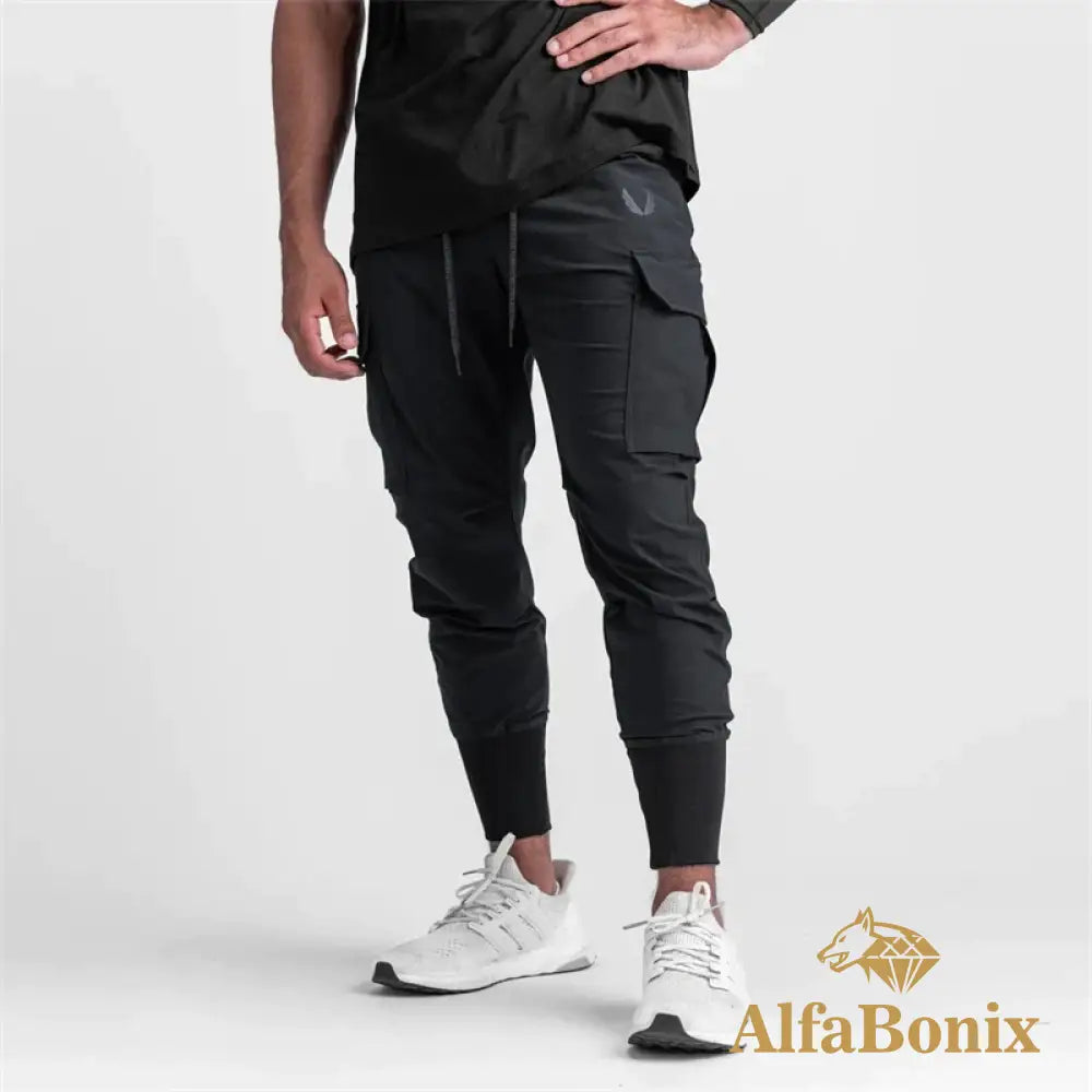 Pocket New Men’s Cargo Pants Summer Thin Slim Quick - Drying Elastic Leggings Running Training