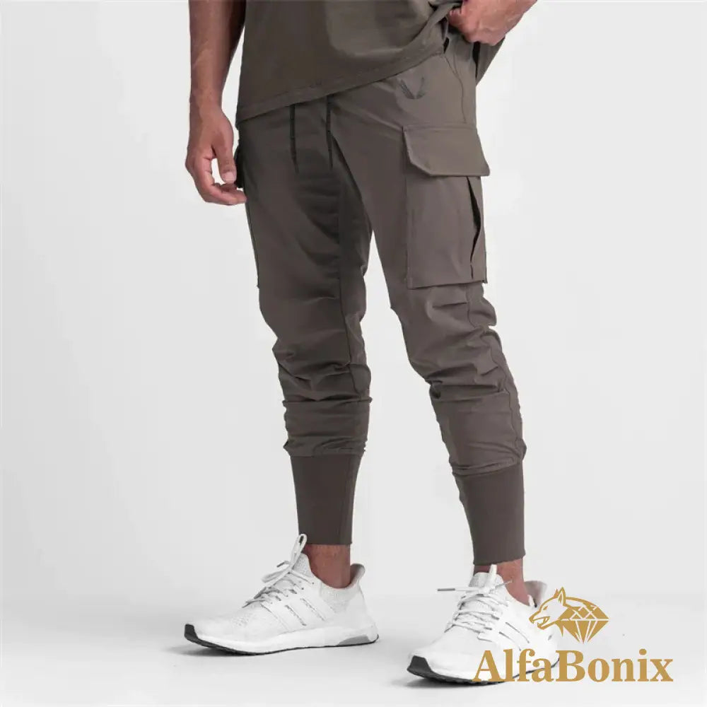 Pocket New Men’s Cargo Pants Summer Thin Slim Quick - Drying Elastic Leggings Running Training