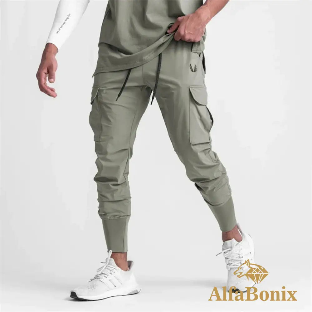 Pocket New Men’s Cargo Pants Summer Thin Slim Quick - Drying Elastic Leggings Running Training