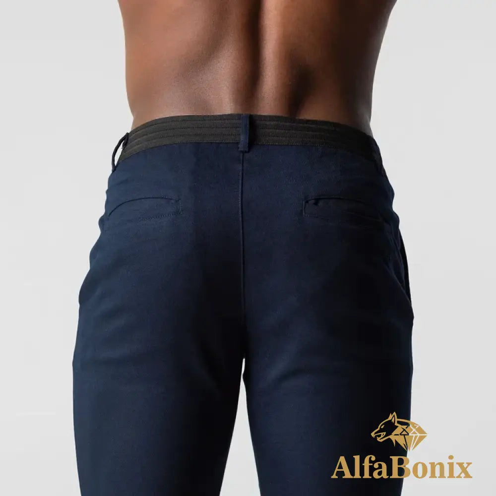 Active Chinos Comfortable Men Long Pants Stylish Slim Fit Ankle Length Casual Soft Breathable