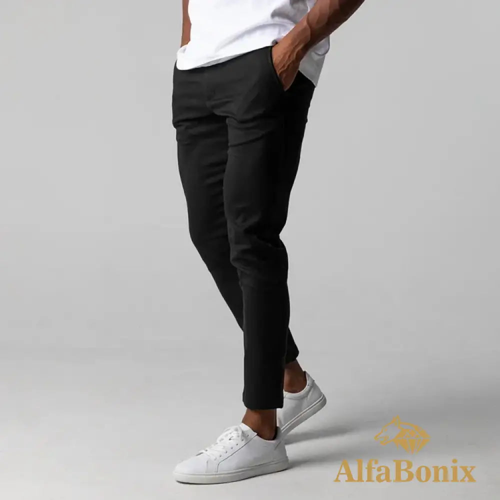 Active Chinos Comfortable Men Long Pants Stylish Slim Fit Ankle Length Casual Soft Breathable