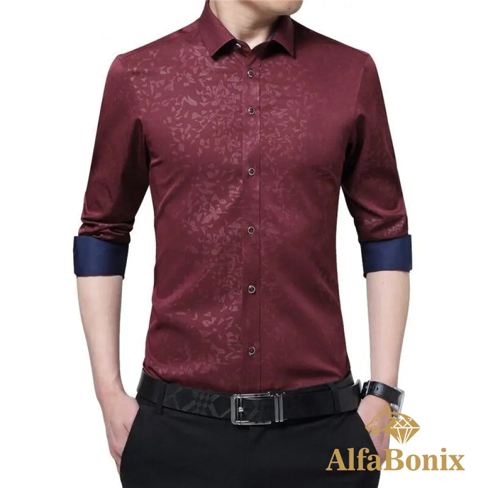 Camisa Social Petals Vinho / P 348