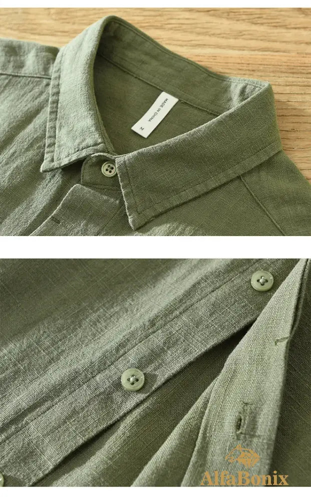 Summer New Linen Cotton Casual Shirt for Men Clothing Vintage Short Sleeve Streetwear C2759