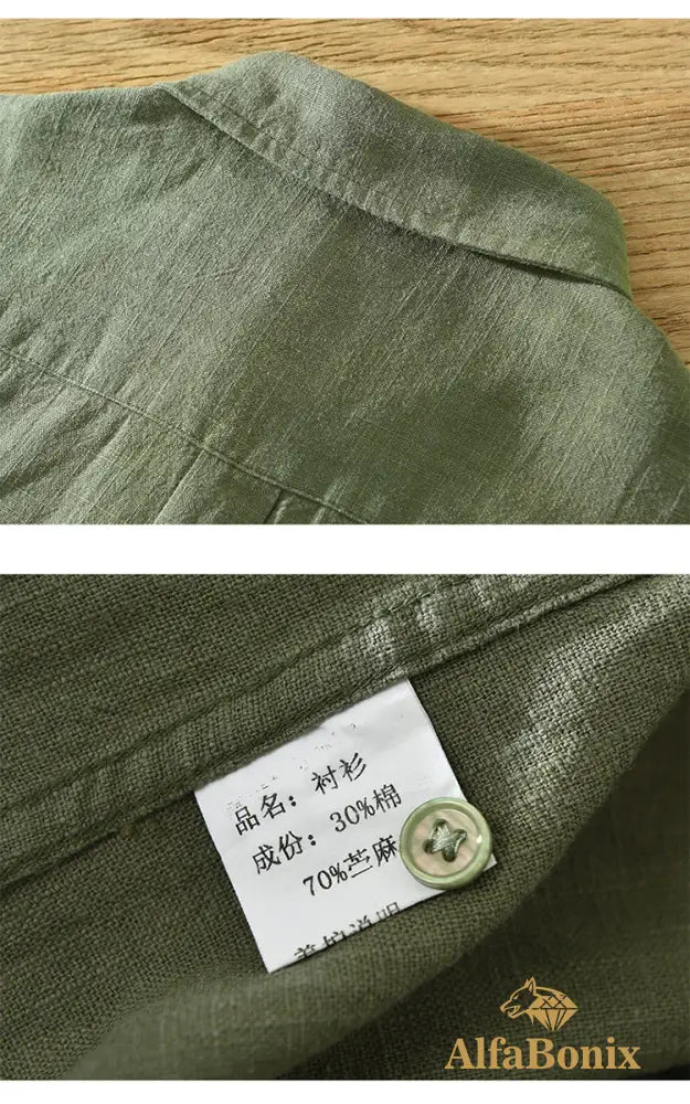 Summer New Linen Cotton Casual Shirt for Men Clothing Vintage Short Sleeve Streetwear C2759