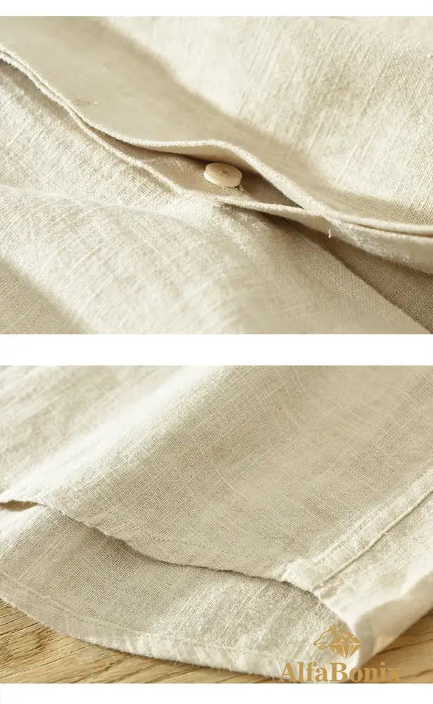 Summer New Linen Cotton Casual Shirt for Men Clothing Vintage Short Sleeve Streetwear C2759