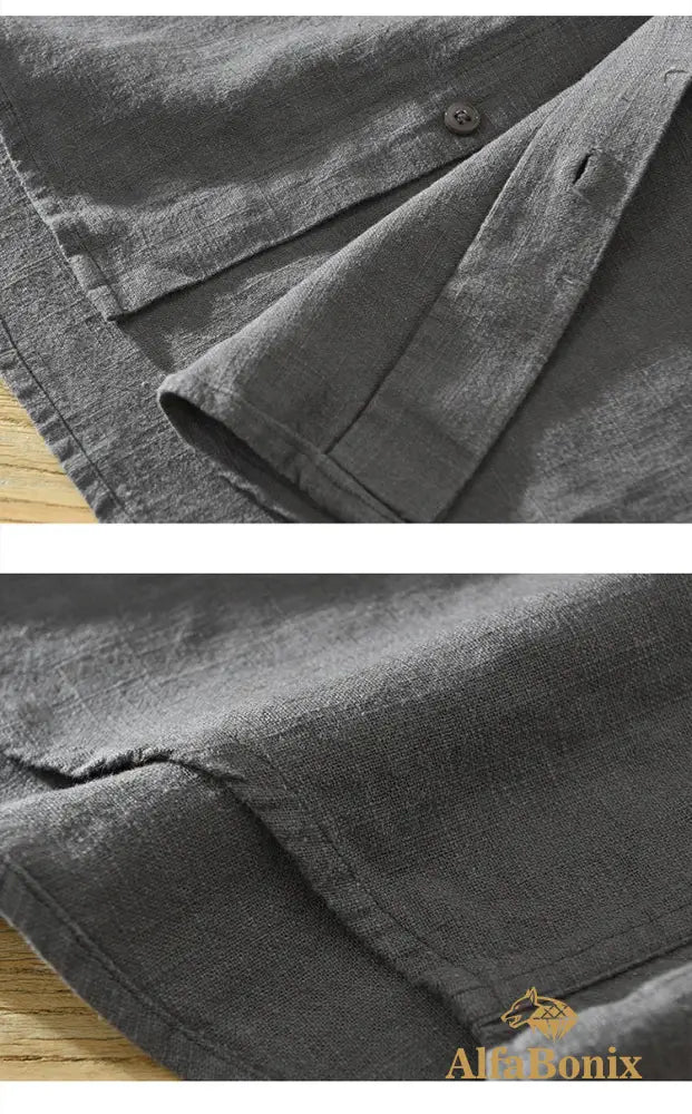 Summer New Linen Cotton Casual Shirt for Men Clothing Vintage Short Sleeve Streetwear C2759