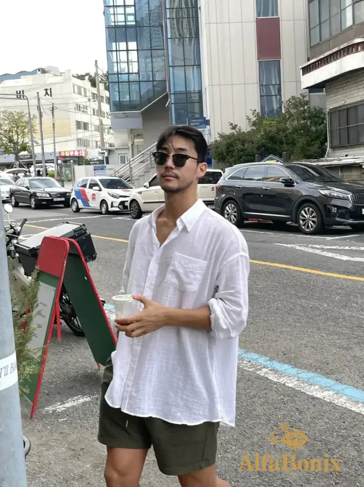 2024 Unisex Oversized Linen Shirt Coat Men’s Long Sleeve Casual Loose Fit Fashion Japanese Korean Style Sun Protection