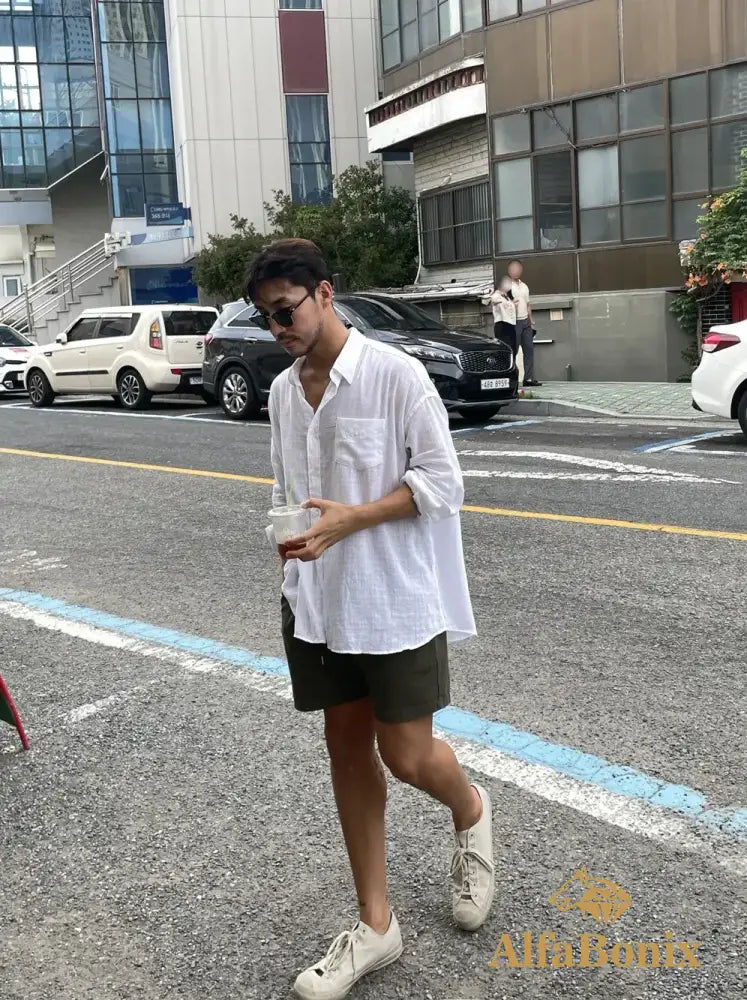 2024 Unisex Oversized Linen Shirt Coat Men’s Long Sleeve Casual Loose Fit Fashion Japanese Korean Style Sun Protection