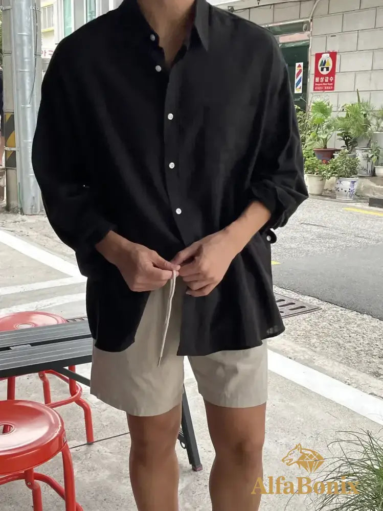 2024 Unisex Oversized Linen Shirt Coat Men’s Long Sleeve Casual Loose Fit Fashion Japanese Korean Style Sun Protection