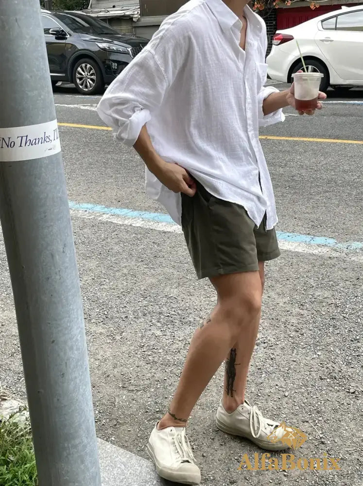 2024 Unisex Oversized Linen Shirt Coat Men’s Long Sleeve Casual Loose Fit Fashion Japanese Korean Style Sun Protection