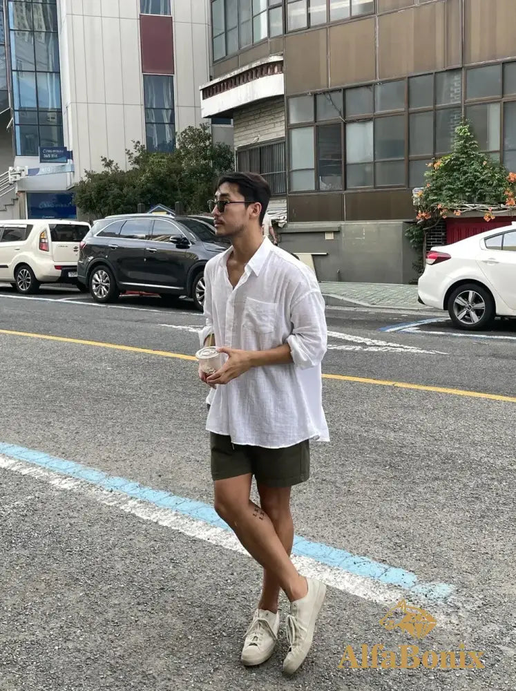 2024 Unisex Oversized Linen Shirt Coat Men’s Long Sleeve Casual Loose Fit Fashion Japanese Korean Style Sun Protection