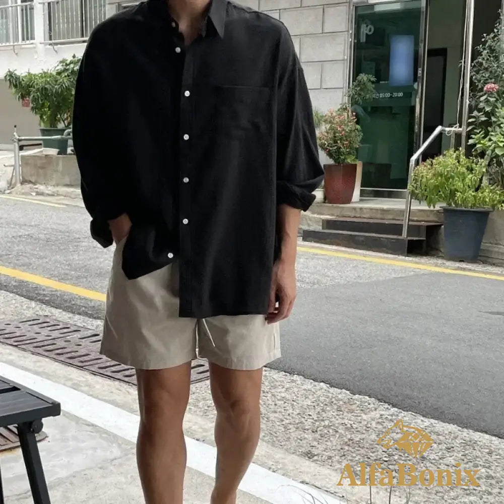 2024 Unisex Oversized Linen Shirt Coat Men’s Long Sleeve Casual Loose Fit Fashion Japanese Korean Style Sun Protection