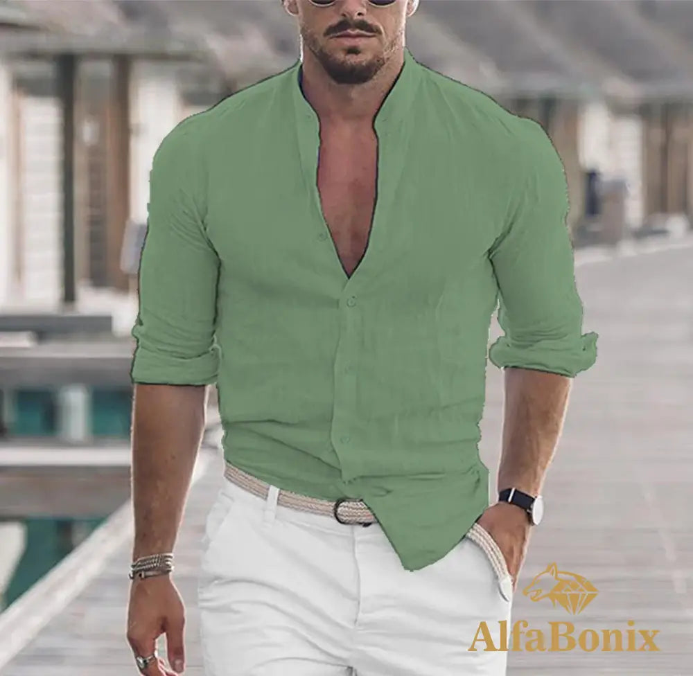 Camisa De Linho Alfabonix Mock