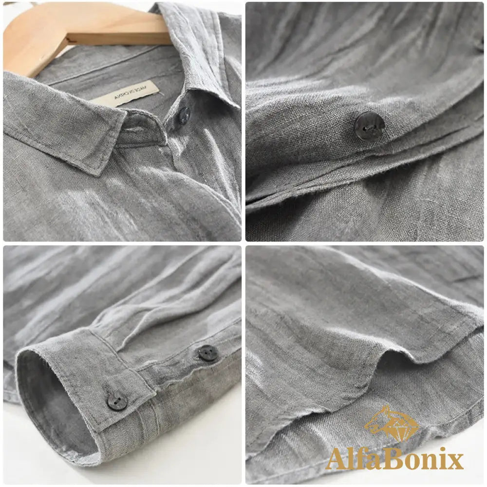 Camisa Masculina de Linho Manga Longa Petrus