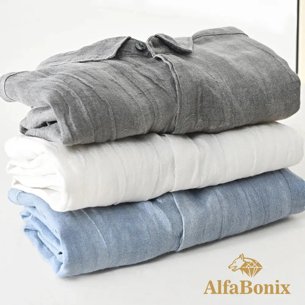 Camisa Masculina de Linho Manga Longa Petrus