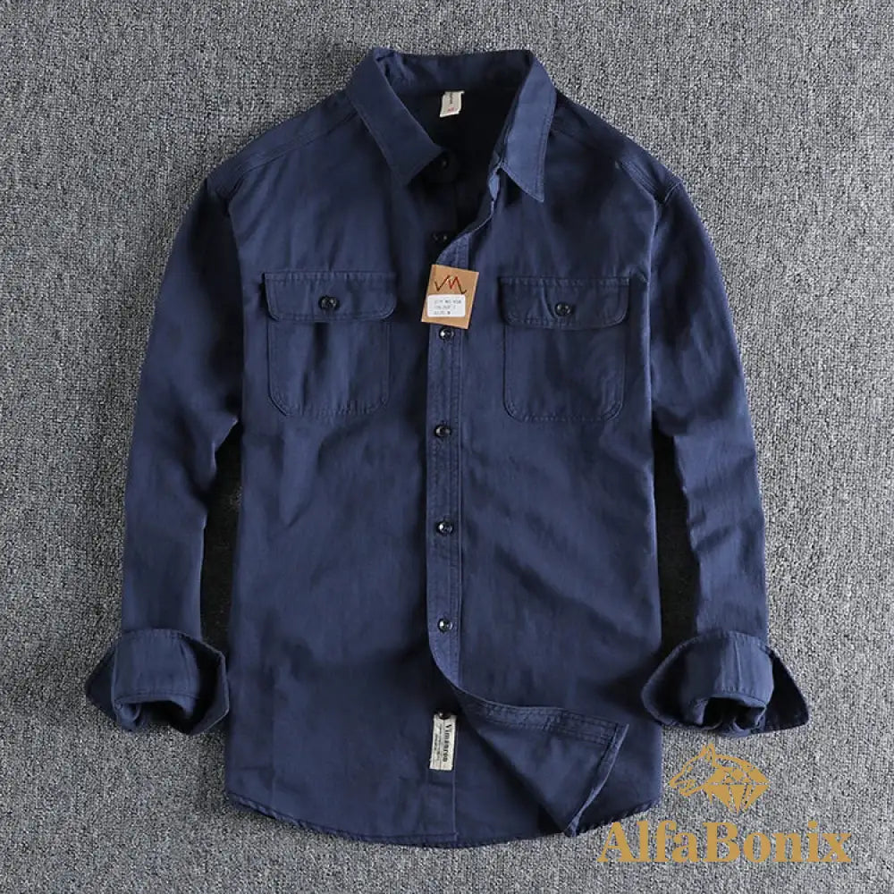 Multi-colored Retro Stripe Cotton Shirt Men’s Long Sleeve Spring Autumn New Fashion Daily Dressed Up Workwear Shirt