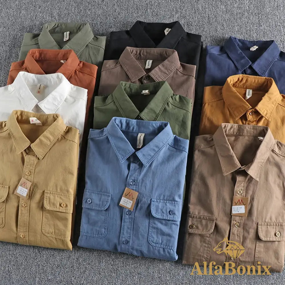 Multi-colored Retro Stripe Cotton Shirt Men’s Long Sleeve Spring Autumn New Fashion Daily Dressed Up Workwear Shirt