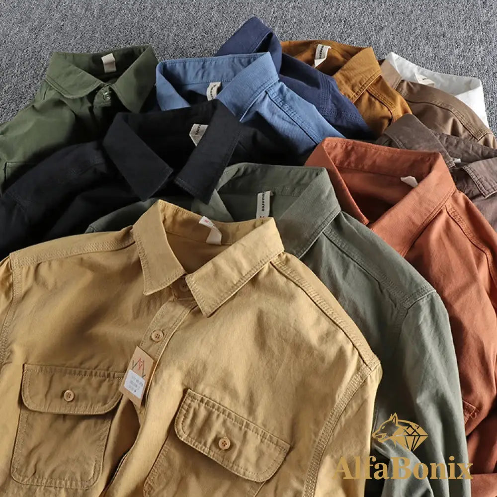 Multi-colored Retro Stripe Cotton Shirt Men’s Long Sleeve Spring Autumn New Fashion Daily Dressed Up Workwear Shirt