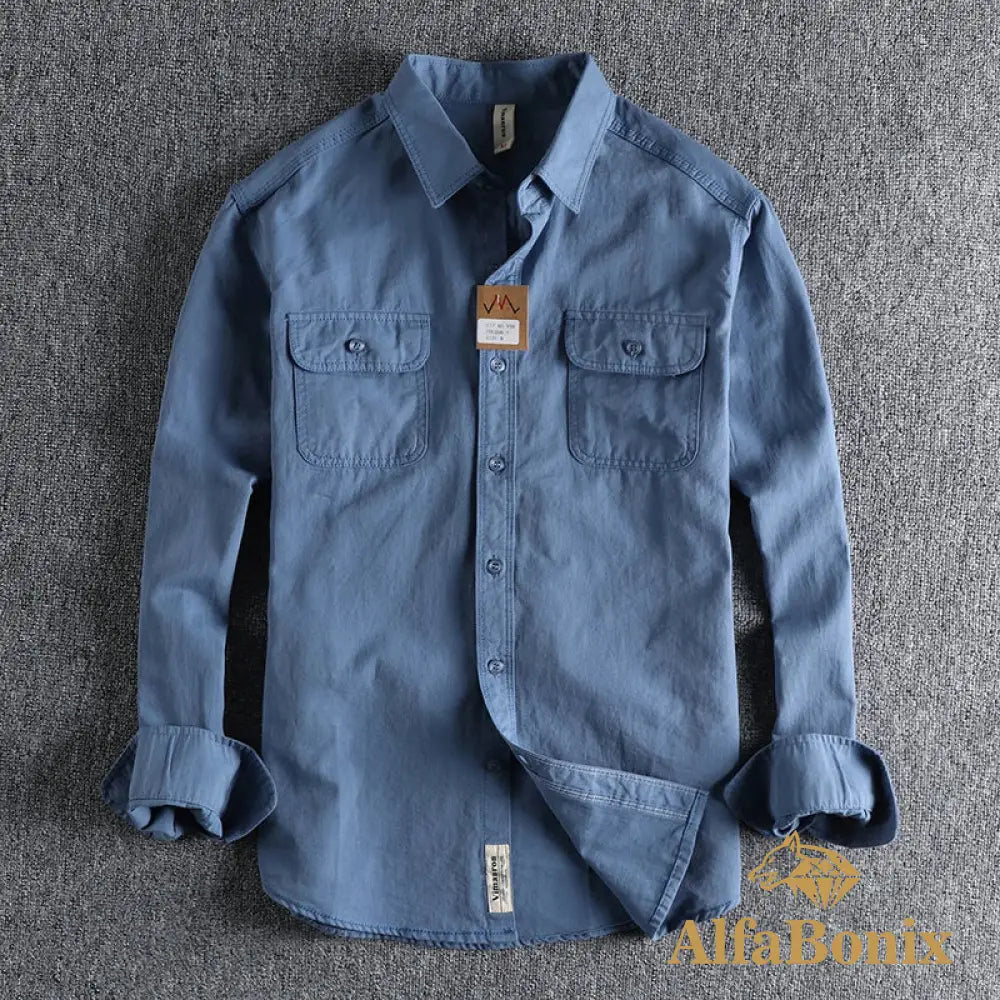 Multi-colored Retro Stripe Cotton Shirt Men’s Long Sleeve Spring Autumn New Fashion Daily Dressed Up Workwear Shirt SKY