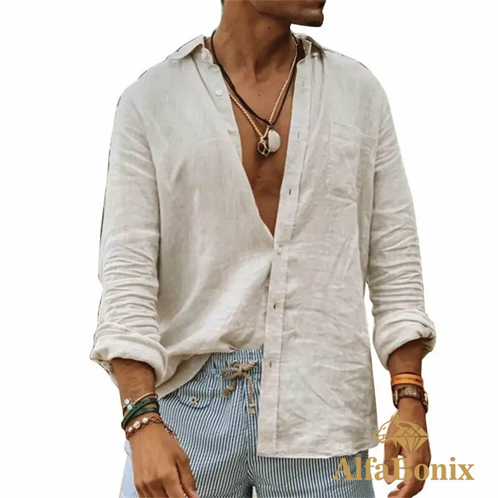 Camisa Alfabonix De Linho Standerg Branco / G