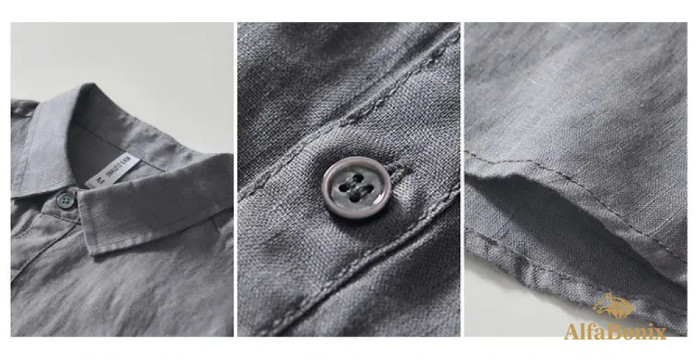 Summer New Casual Cargo Short Sleeve Shirts for Men Pure Linen Simple Slim Thin Men Clothing BL993