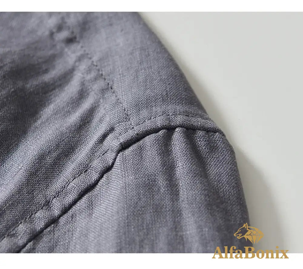 Summer New Casual Cargo Short Sleeve Shirts for Men Pure Linen Simple Slim Thin Men Clothing BL993