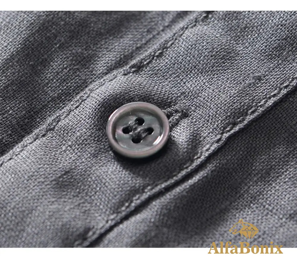 Summer New Casual Cargo Short Sleeve Shirts for Men Pure Linen Simple Slim Thin Men Clothing BL993