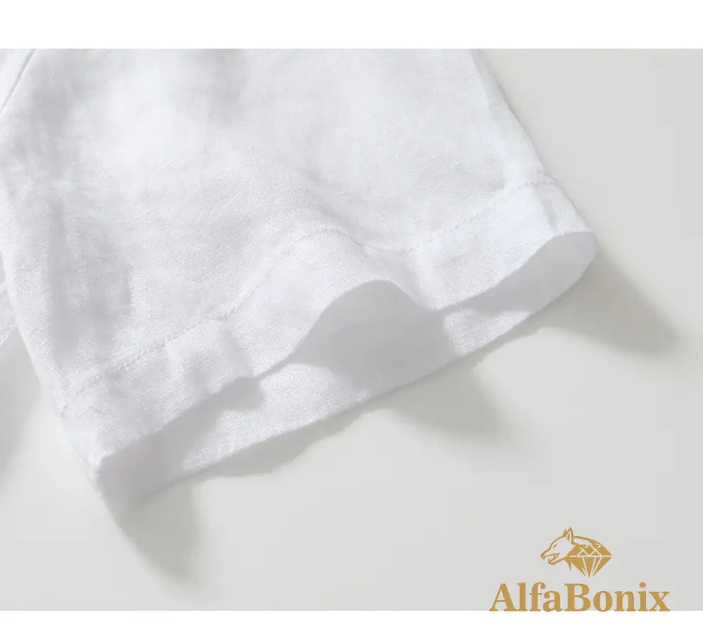 Summer New Casual Cargo Short Sleeve Shirts for Men Pure Linen Simple Slim Thin Men Clothing BL993