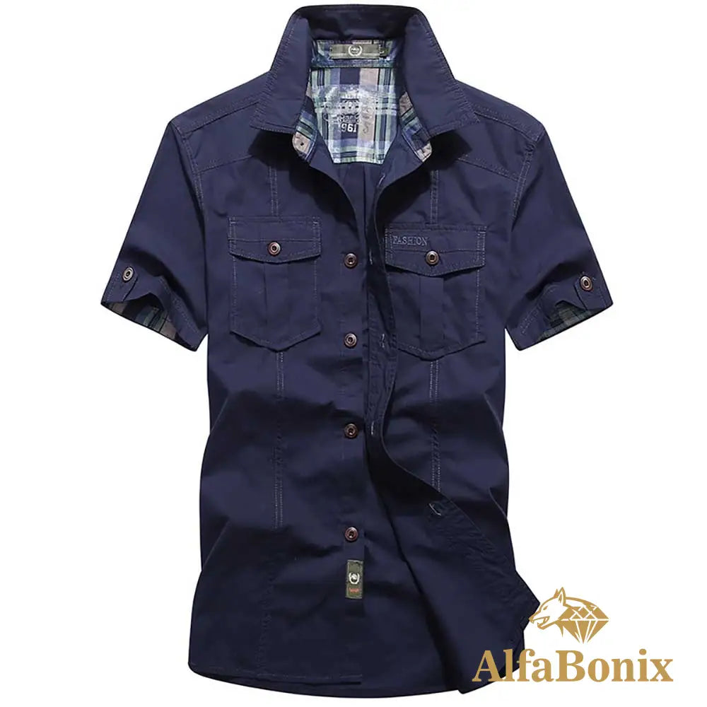 Camisa Casual Militar Baggy Azul Marinho / P