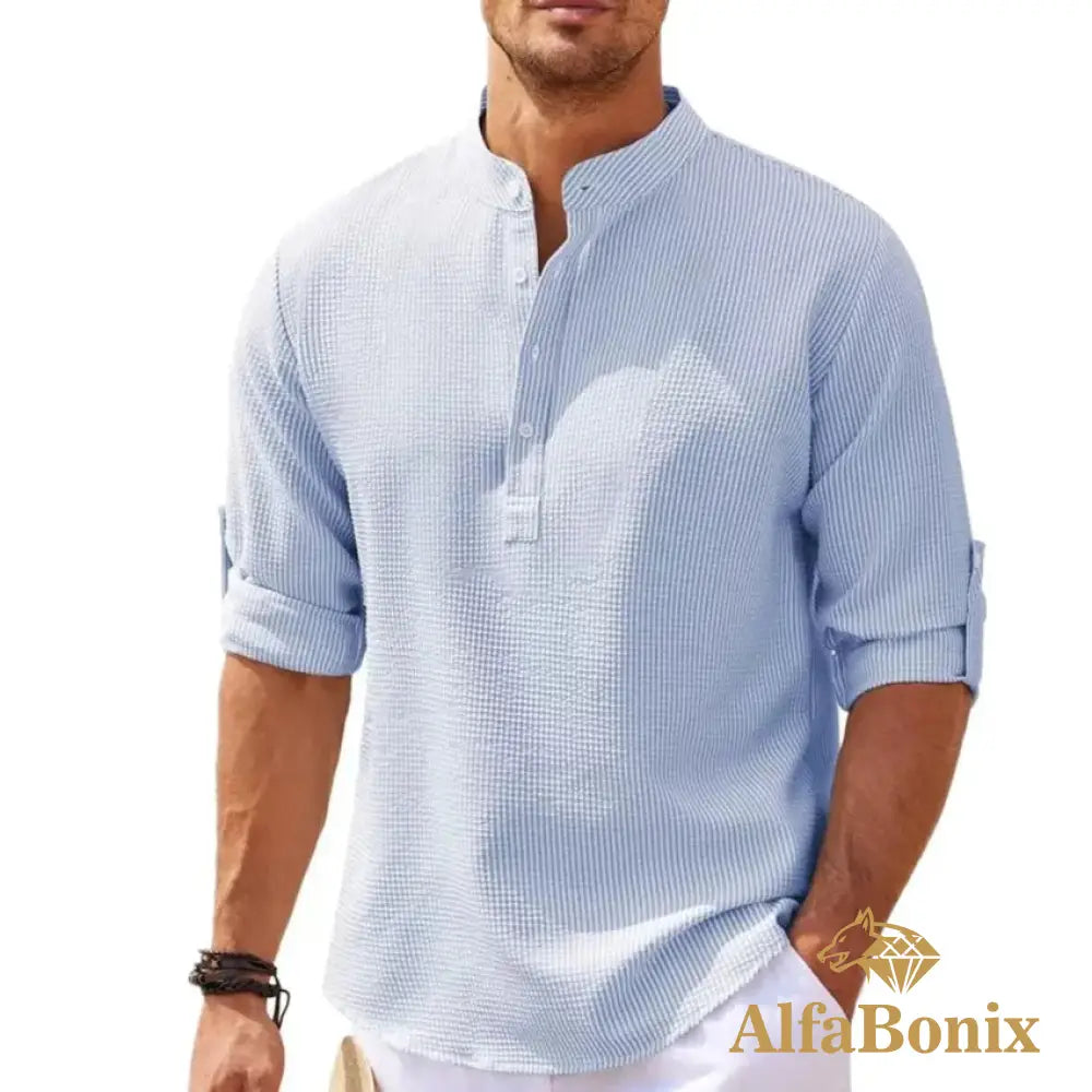 Camisa de Linho Beach Wear Azul / P Camisa de Linho Beach Wear