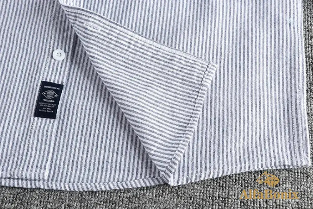 Autumn New Vintage Trendy Men’s Striped Long Sleeve Shirt Simple Pocket Artistic Commuting Casual Versatile Shirt