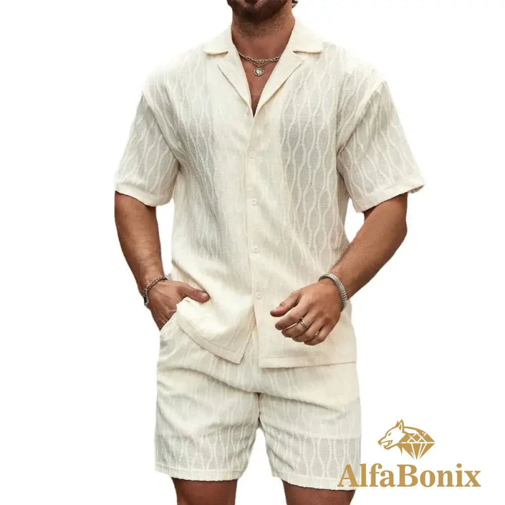 2025 spring and summer new casual suit men’s loose and comfortable short-sleeved shirt men’s fashion cotton and linen